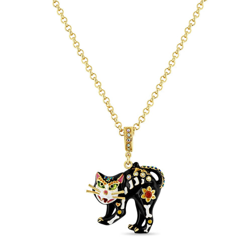 Scaredy Cat Halloween Black Kitty Enhancer Charm Ritzy Couture DeLuxe - 18k Gold Plated