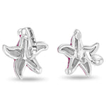 Crystal Rose Ocean Starfish Earrings -Fine Silver Plating