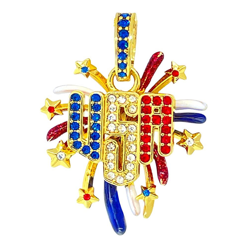 USA July 4th Fireworks Enhancer Charm Pendant Ritzy Couture