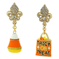 Halloween Trick or Treat Candy Corn Earrings (Goldtone)