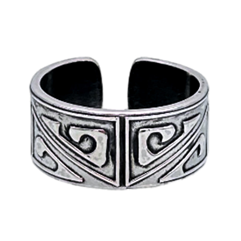 Tabra Jewelry 925 Sterling Silver Ancient Aztec Pattern Embossed Ring Size 10.5, OOK534