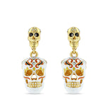 Day of the Dead Skull Leverback Earrings -18k Gold Plated
