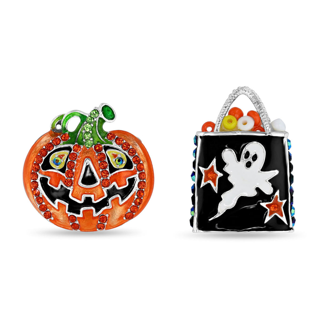 Trick or Treat Pumpkin Halloween Earrings-Ritzy Couture