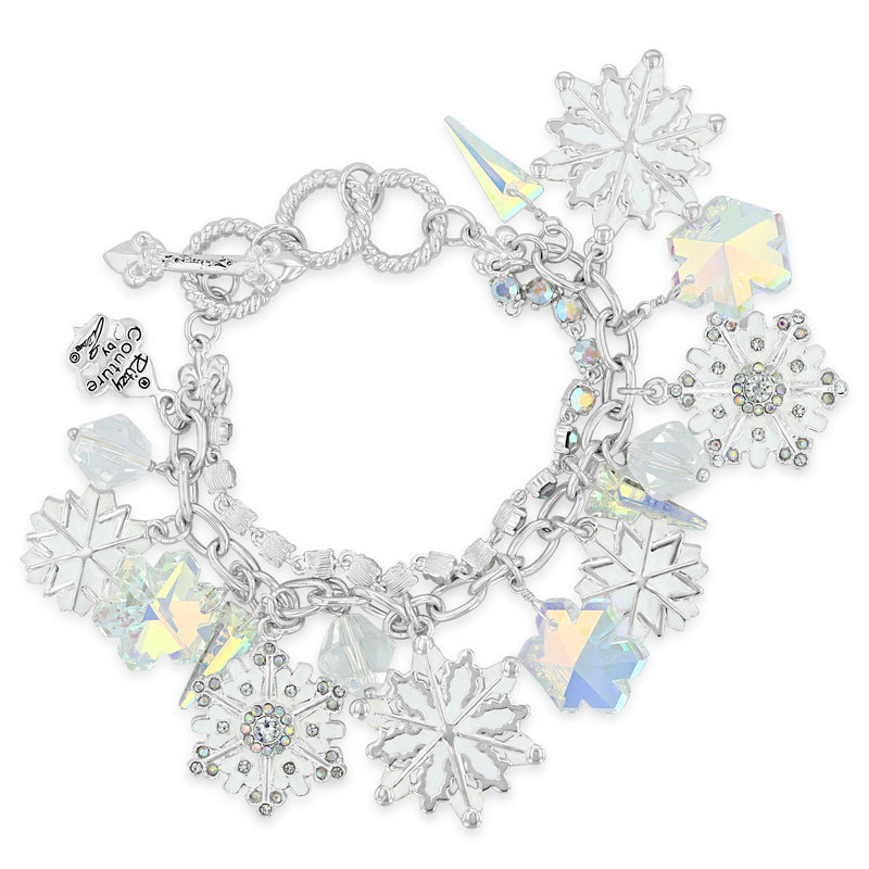 Snow Crystal AB Two Strand Bracelet by Ritzy Couture DeLuxe - Fine Silver Plate
