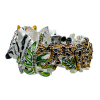 Ritzy Couture DeLuxe Wild Animal Hinged Cuff Bracelet Fine Silver Plated - Sz Med
