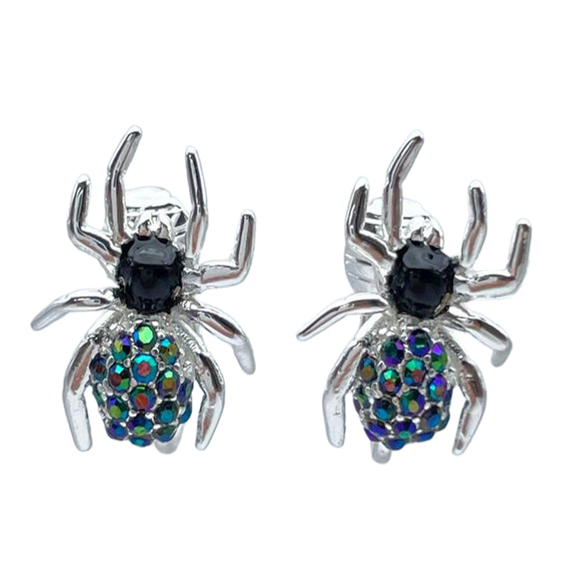Spooky Spider Halloween Leverback Earrings Ritzy Couture DeLuxe - Silver Plating