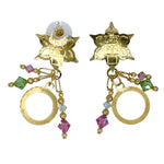 Lunch at The Ritz 2Go Petal Play Pink White Lily Blossom Post Earrings Goldtone