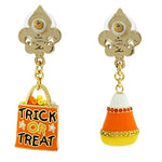 Halloween Trick or Treat Candy Corn Earrings (Goldtone) - Back Side