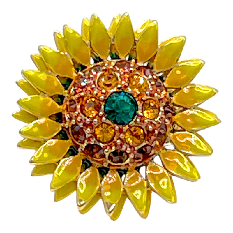 Lunch at The Ritz 2Go Sun-Kissed Sunburst Yellow Sunflower Ring Goldtone Size 7