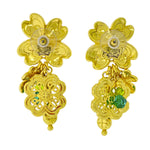 Clover Emerald St Patricks Earrings - 18k Gold Plating