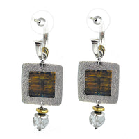 Tabra Jewelry 925 Sterling Silver, Bronze & Faceted Crystal Hoop Earrings, OOK551