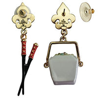 Chinese Container & Chopsticks Earrings For Women - Back Side