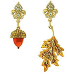 Fall Acorn & Oak Leaf Dangle Drop Jewelry Earrings