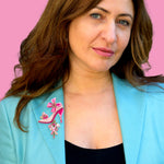 Lunch at The Ritz Embrace Hope Pink Ribbon & Butterfly Shoe Captivating Pin Goldtone