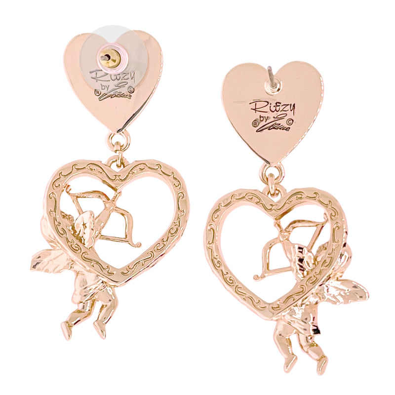 Cupid"s Love Pink Valentine Heart Earring by Ritzy Couture 