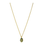 Egg Charm Pendant Necklace In Emerald Gold Leaf - Full