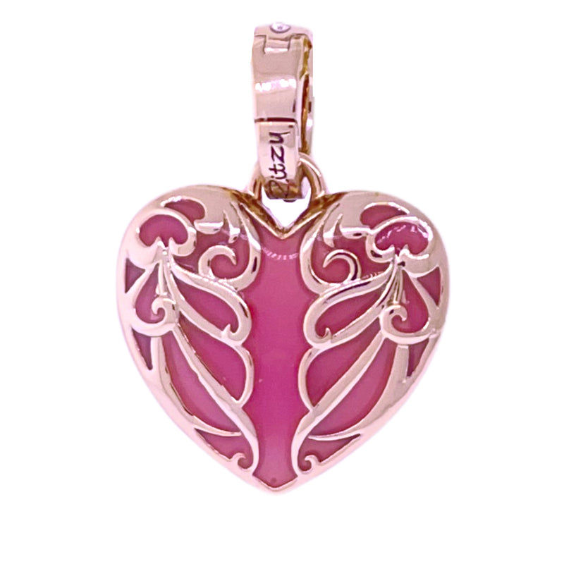 Rose AB Crystal Reversible Heart Valentines Charm by Ritzy Couture DeLuxe-Rose Gold Plating