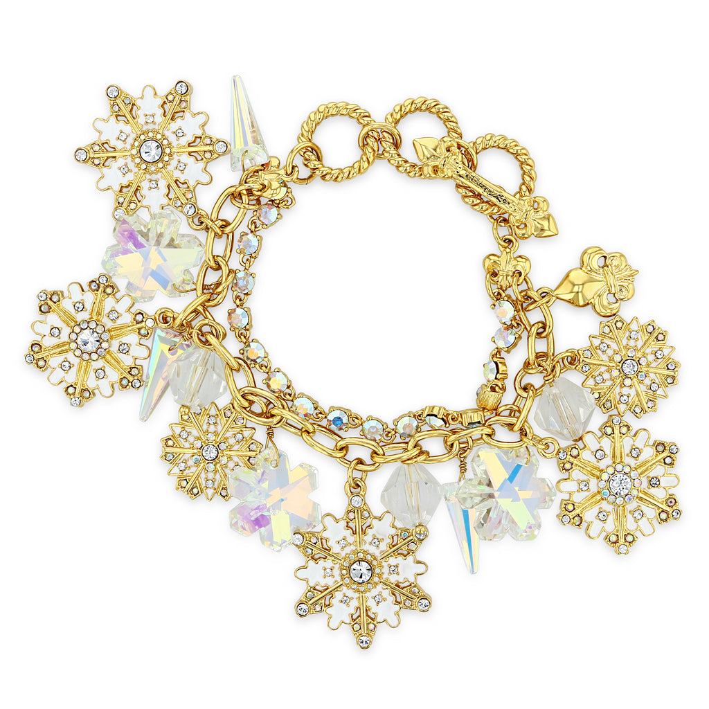 Cate & Chloe Aurora 18K White Gold Beaded Bracelet W/Swarovski Crystals, Beautiful Bangle Charm Bracelet, Sparkle Silver Beads Charm Bracelet for