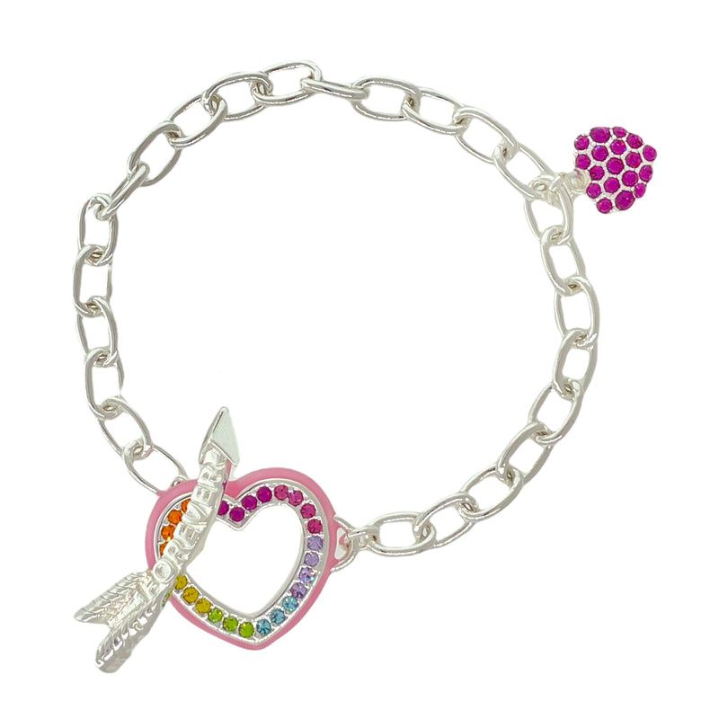Hearts and Arrows Pastel Rainbow Bracelet - Fine Silver Plating