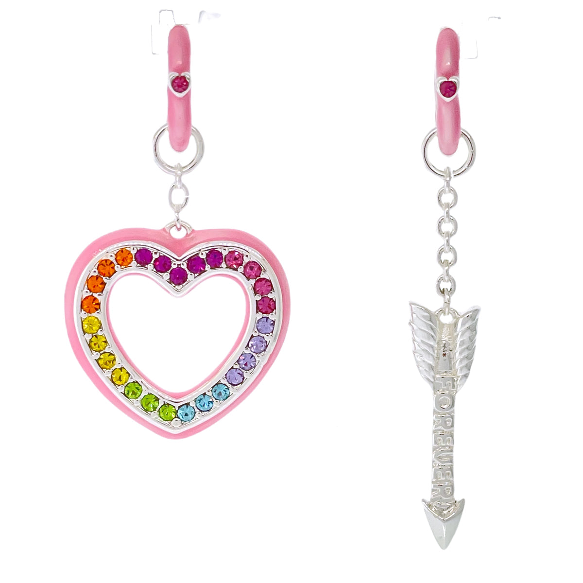 Hearts and Arrows Love Rainbow Earrings " Fine Silver Plating
