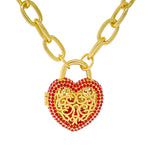 Ruby Red -Locket Full of Love- Valentines Necklace by Ritzy Couture DeLuxe-18k Gold Plating