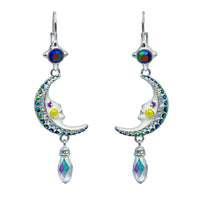 Magical Mystical Crescent Moon Earrings Ritzy Couture DeLuxe Fine Silver Plating