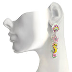 By The Sea Seahorse Shell Starfish Earring " Fine Silver Plate