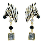 Ritzy Couture DeLuxe Wild Zebra Print Animal Statement Earrings - 22k Gold-Plated