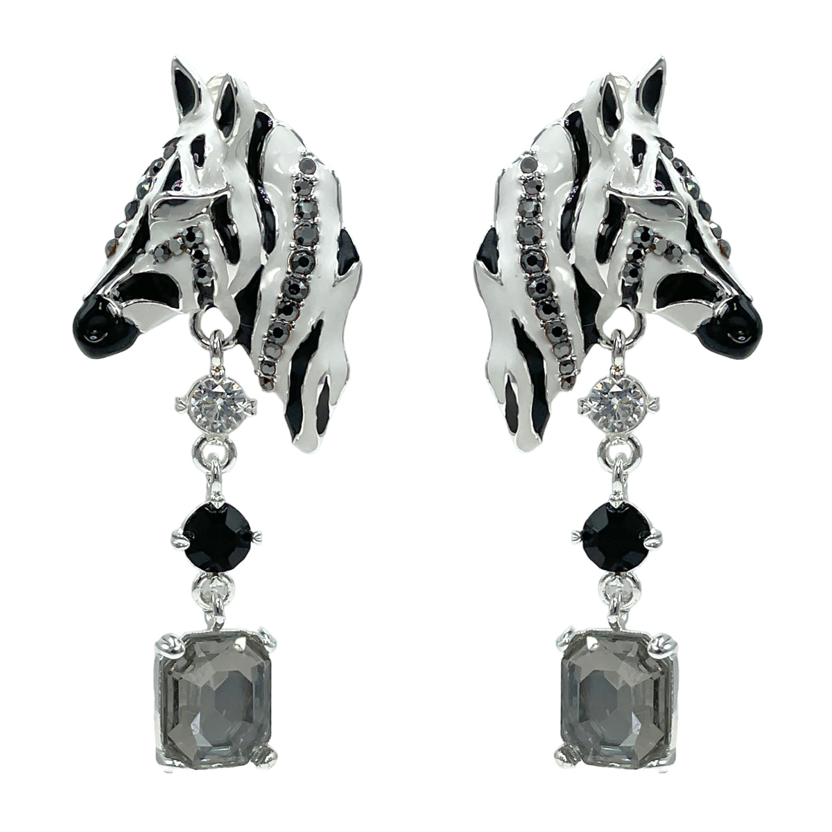 Ritzy Couture DeLuxe Wild Zebra Animal Print Statement Earrings - Fine Silver-Plated