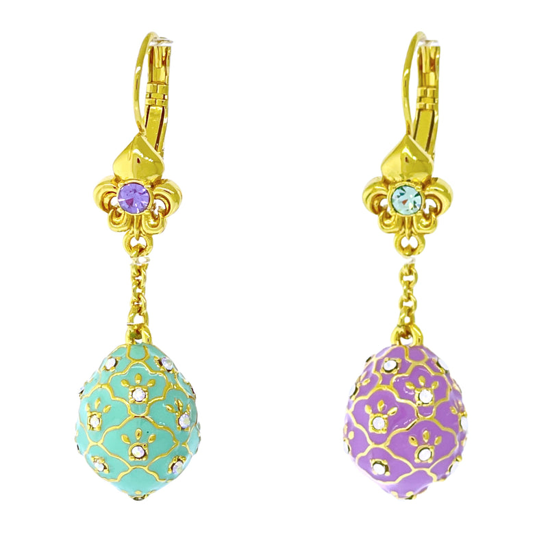 Asymmetrical Pastel Easter Egg Earrings Ritzy Couture DeLuxe - 18k Gold Plating