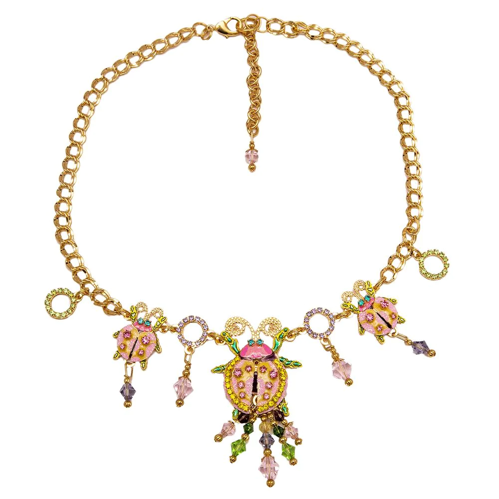 Lunch At The Ritz Lady Beetle Moveable Wing (Goldtone) Necklace.