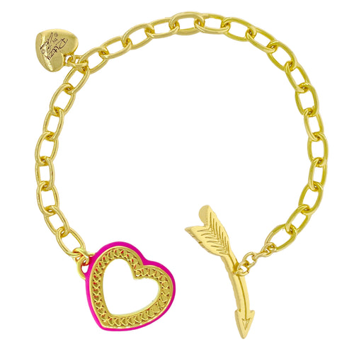 Hearts and Arrows Pink Rainbow Bracelet - 18k Gold Plating