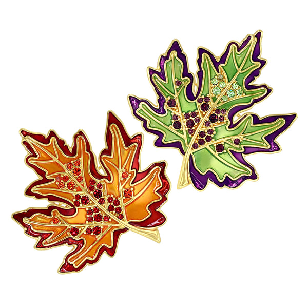 Fall Foliage Multicolor Maple Leaf Pin Pendant by Ritzy Couture