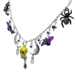 Halloween Spiders Bats Skulls Necklace Ritzy Couture DeLuxe Fine Silver Plating