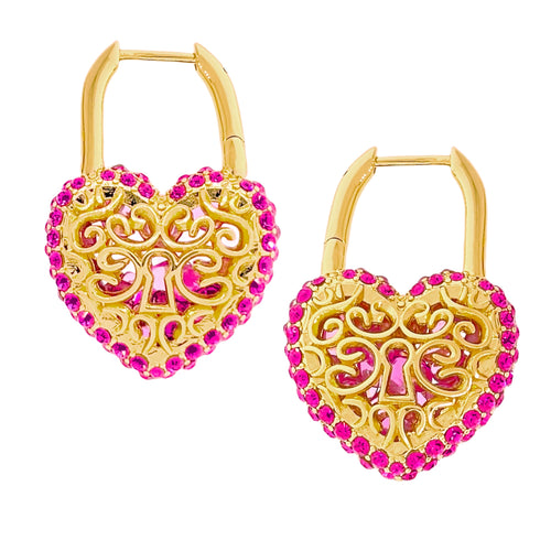 Filled With Love Hot Pink Crystal Earrings