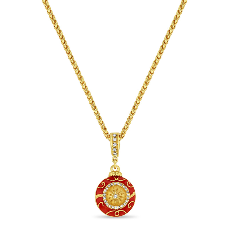 Red Christmas Ornament Crystal Enhancer Charm - 18k Gold Plated