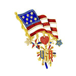 Exquisite July 4th American USA Flag Patriotic Pin Brooch Ritzy Couture - 18k Gold Plate