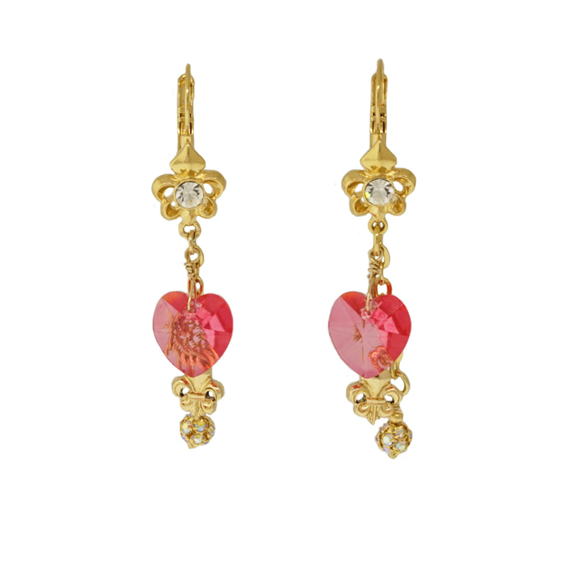 Fleur De Lis Pink Candy Heart Earrings For Women