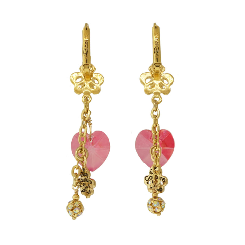 Fleur De Lis Pink Candy Heart Earrings For Women - Back Side