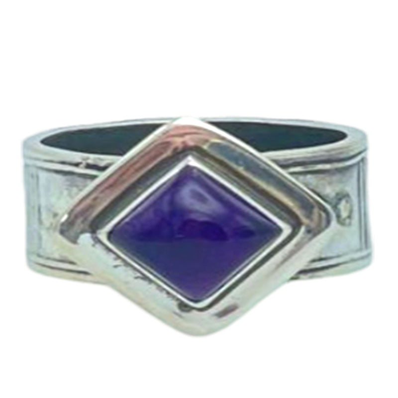 Tabra Jewelry 925 Sterling Silver Amethyst Cabochon Ring Size 6 00K524