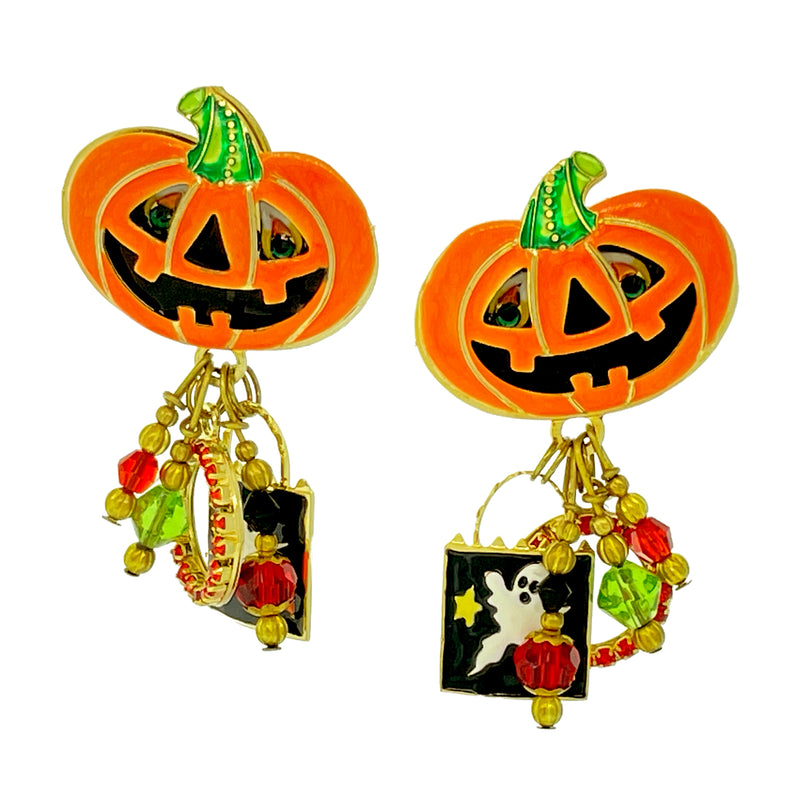 Jacks Or Better Halloween Pumpkin Post Earrings by Lunch at The Ritz