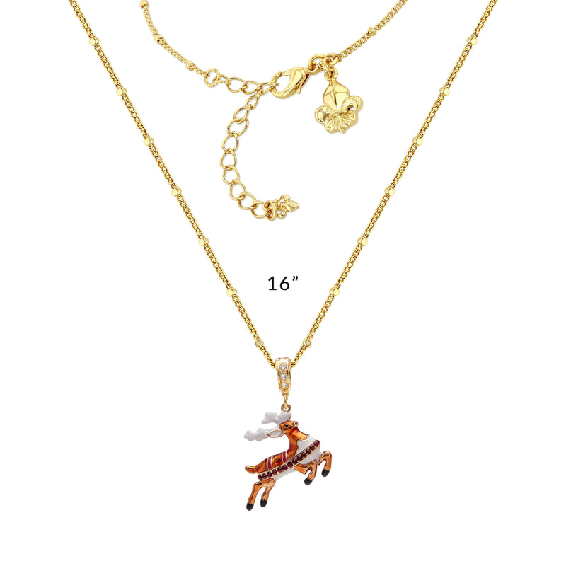 Ritzy Couture Christmas Reindeer Charm with Swarovski Crystals Enhancer Charm (Goldtone)
