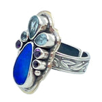 Tabra Jewelry 925 Sterling Silver Australian Boulder Opal & Sky Blue Topaz Ring Size 8 00K521