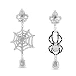 Spider Web Halloween Chandelier Earrings Ritzy Couture Deluxe-Fine Silver Plated