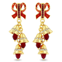 Festive Sleigh Bell Charm Earrings - by Ritzy Couture DeLuxe – 22k Gold Plated