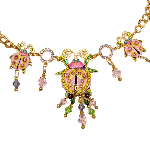 Lunch At The Ritz Lady Beetle Moveable Wing (Goldtone) Necklace.