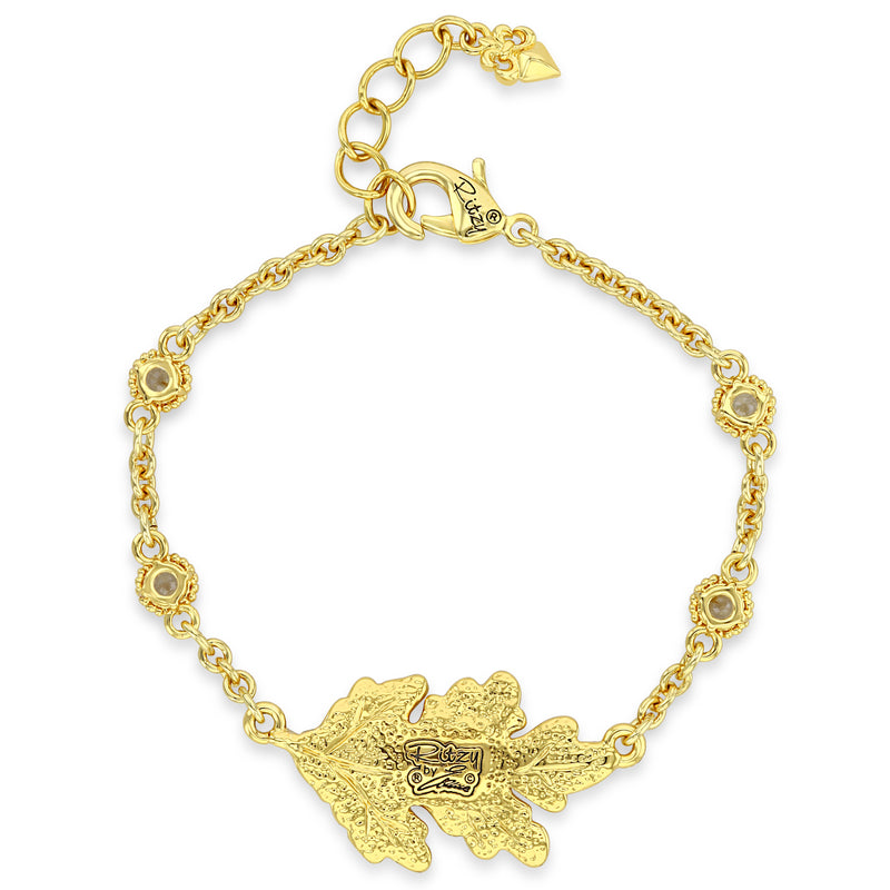 Autumn Oak Leaf Fall Enamel Bracelet - 18k Gold Plated