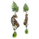 Ritzy Couture DeLuxe Wild Leopard Jungle Dangle Earrings - Fine Silver Plated Brass
