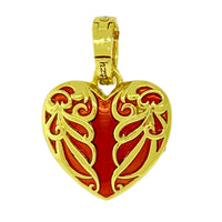 Reversible Red Crystal Pave Heart Charm -18k Gold Plating