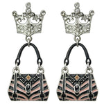 Crown & Handbag Shopping Charm Earrings